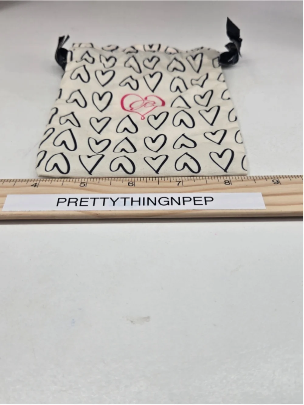 Brighton Jewelry Bag Black Heart White Drawstring Pouch Travel Dustbag